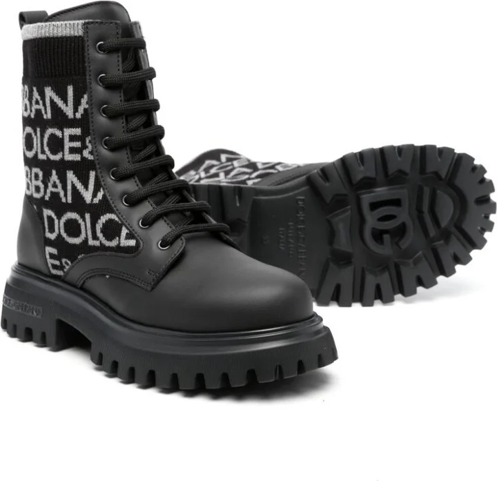 Black Panelled Leather Ankle Boots - Image 2