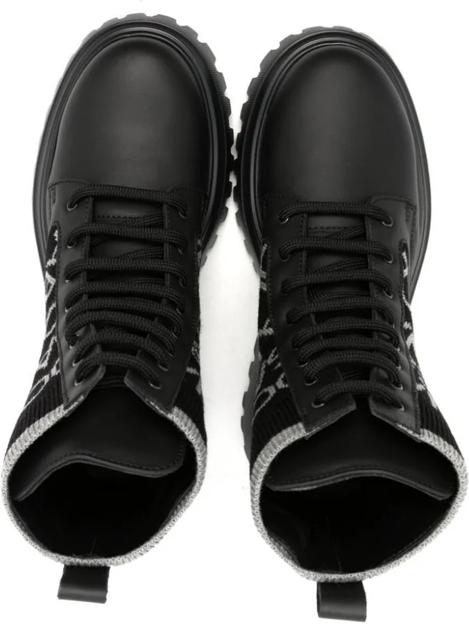 Black Panelled Leather Ankle Boots - Image 3