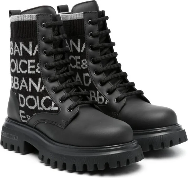 Black Panelled Leather Ankle Boots