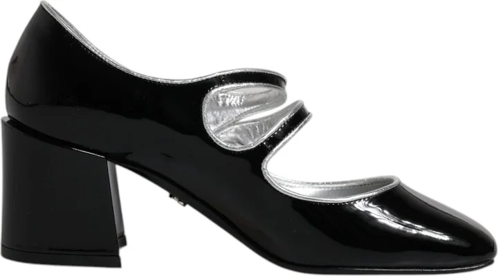 Black Patent Leather Crystal Mary Jane Pumps Women's Shoes