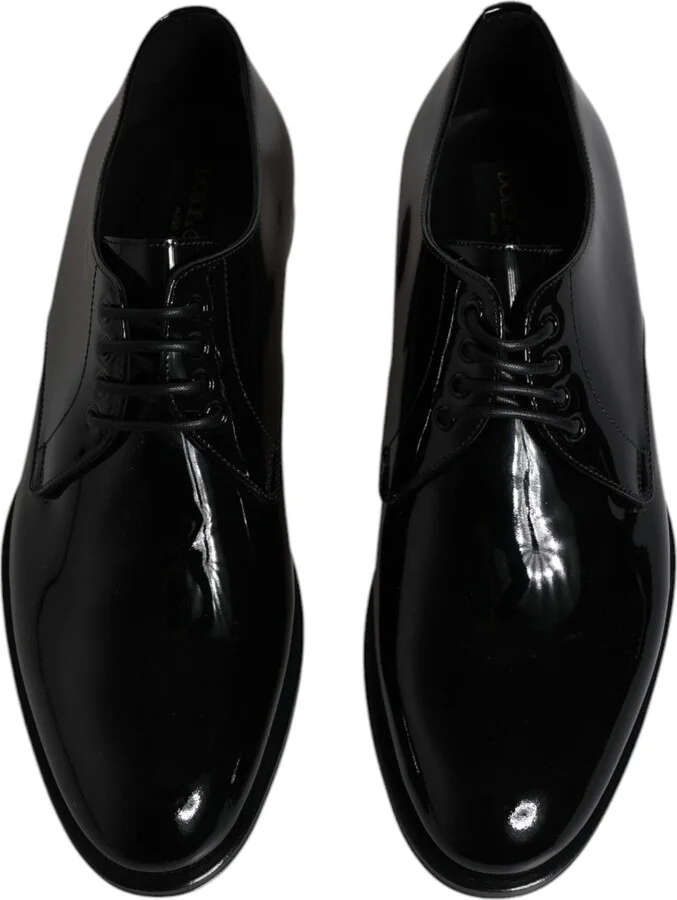 Black Patent Leather Derby Formal Dress Men's Shoes - Image 3