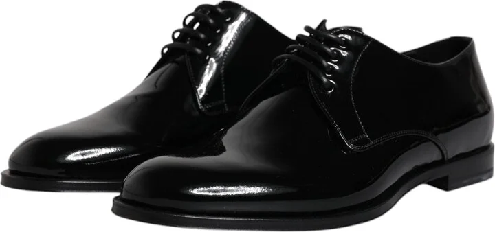 Black Patent Leather Derby Formal Dress Men's Shoes - Image 4