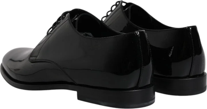 Black Patent Leather Derby Formal Dress Men's Shoes - Image 5