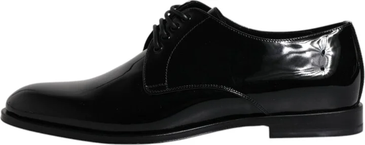 Black Patent Leather Derby Formal Dress Men's Shoes - Image 6