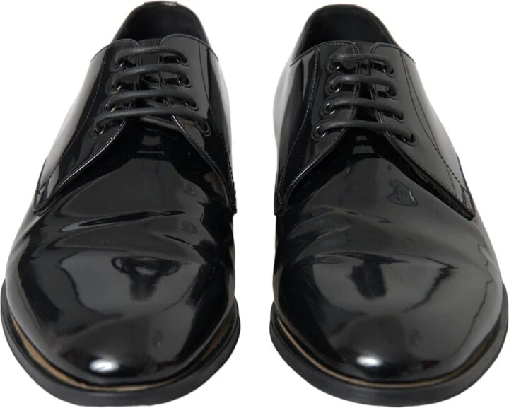 Black Patent Leather Derby Formal Dress Men's Shoes (Pre-Owned) - Image 2
