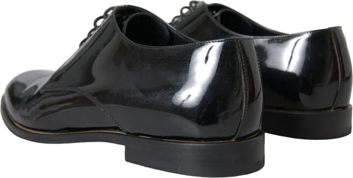 Black Patent Leather Derby Formal Dress Men's Shoes (Pre-Owned) - Image 4