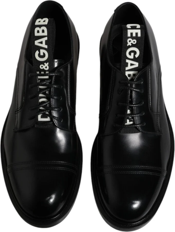 Black Patent Leather Derby Lace Up Formal Dress Men's Shoes - Image 3