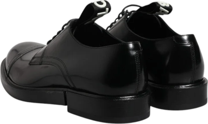 Black Patent Leather Derby Lace Up Formal Dress Men's Shoes - Image 5
