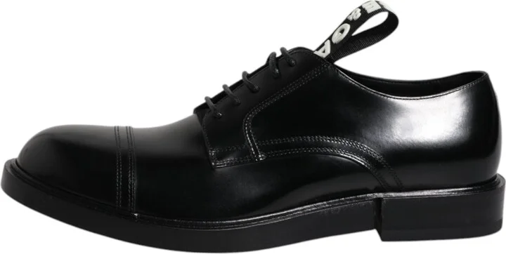 Black Patent Leather Derby Lace Up Formal Dress Men's Shoes - Image 6
