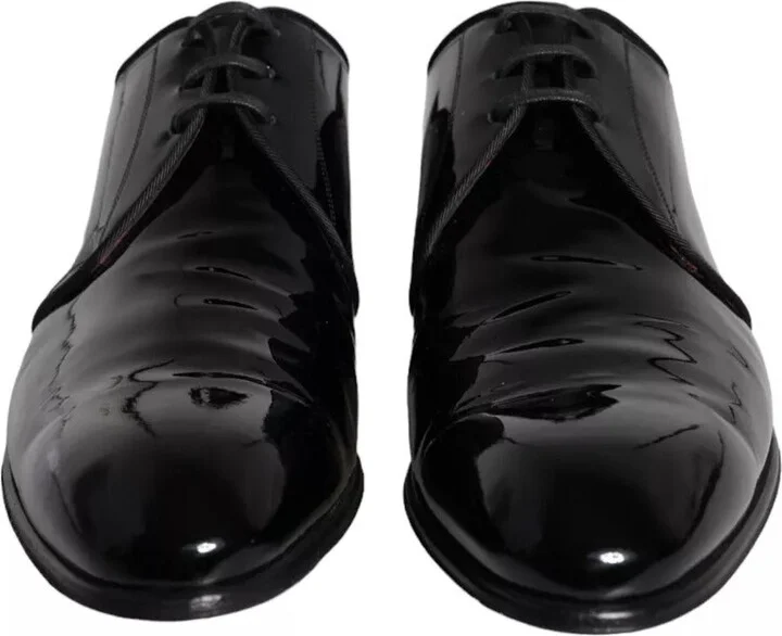 Black Patent Leather Derby Men Dress Men's Shoes (Pre-Owned) - Image 2