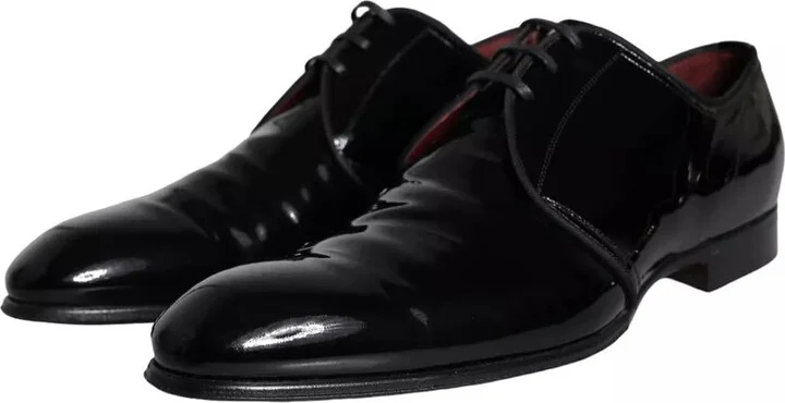 Black Patent Leather Derby Men Dress Men's Shoes (Pre-Owned) - Image 3