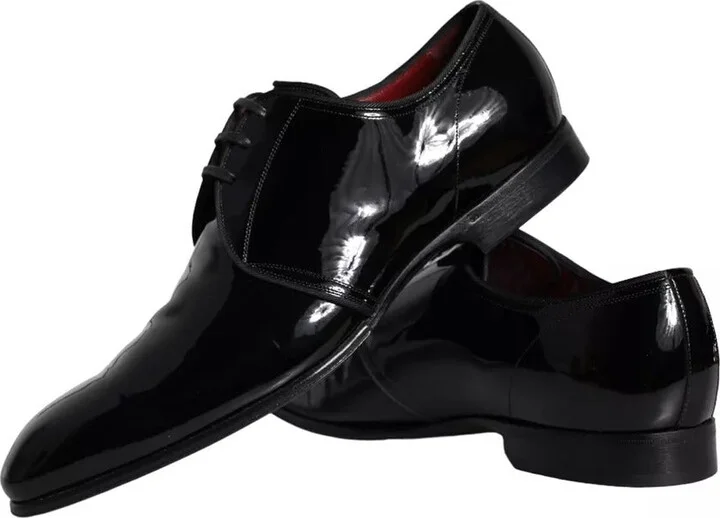 Black Patent Leather Derby Men Dress Men's Shoes (Pre-Owned) - Image 6