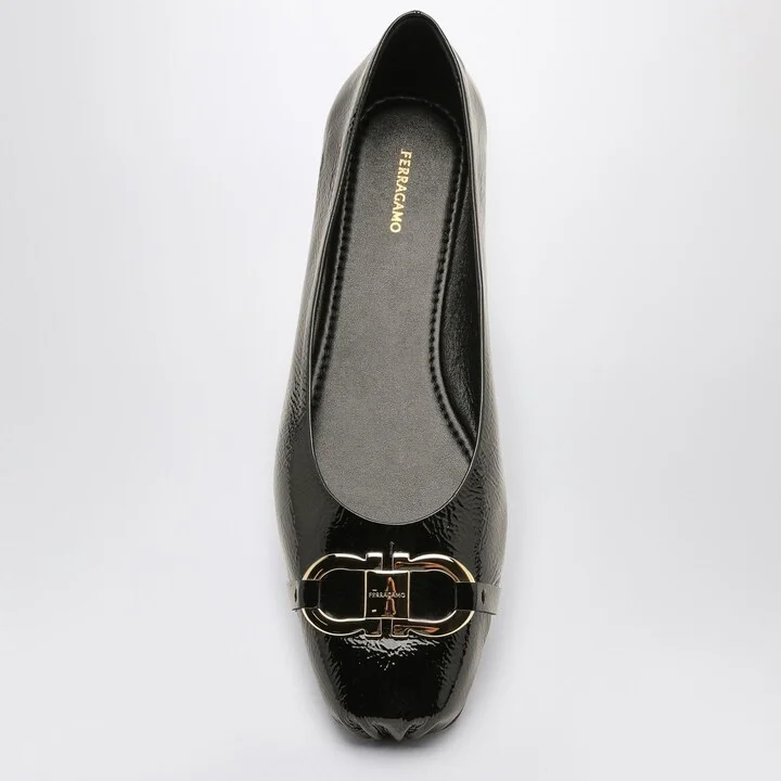 Black Patent Leather Gancini Ballerina - Image 3