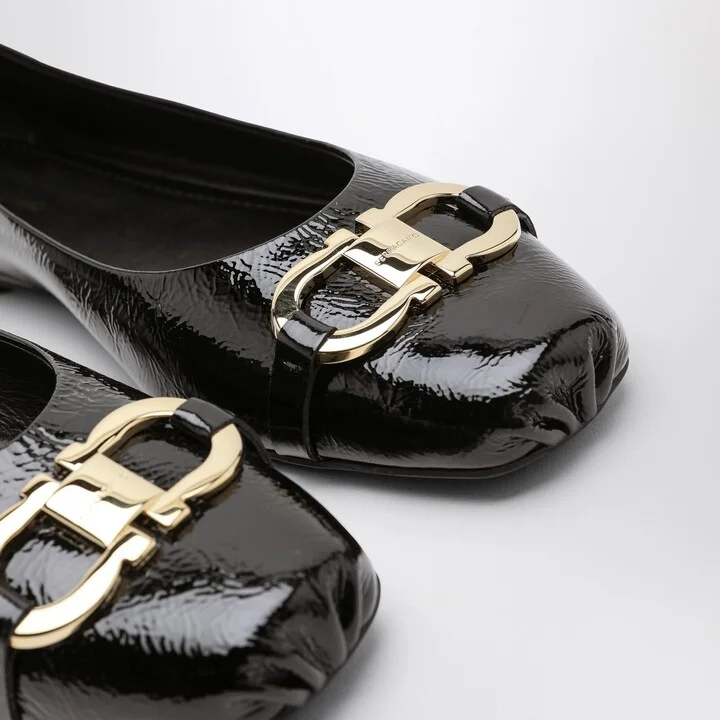 Black Patent Leather Gancini Ballerina - Image 5