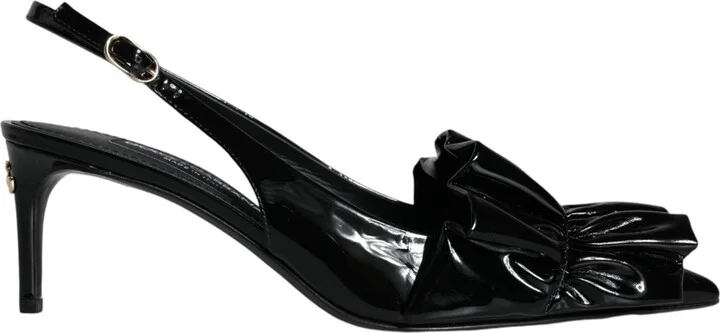 Black Patent Leather Heels Slingback Women's Shoes