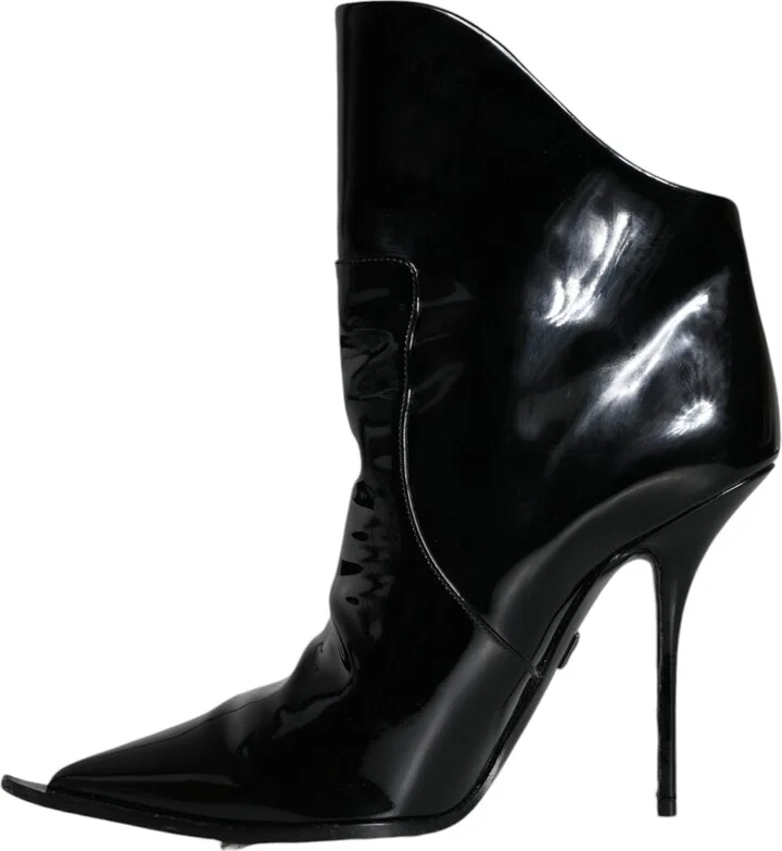 Black Patent Leather Pointed Ankle Boot Women's Shoes (Pre-Owned) - Image 5