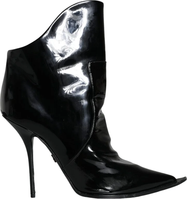 Black Patent Leather Pointed Ankle Boot Women's Shoes (Pre-Owned)