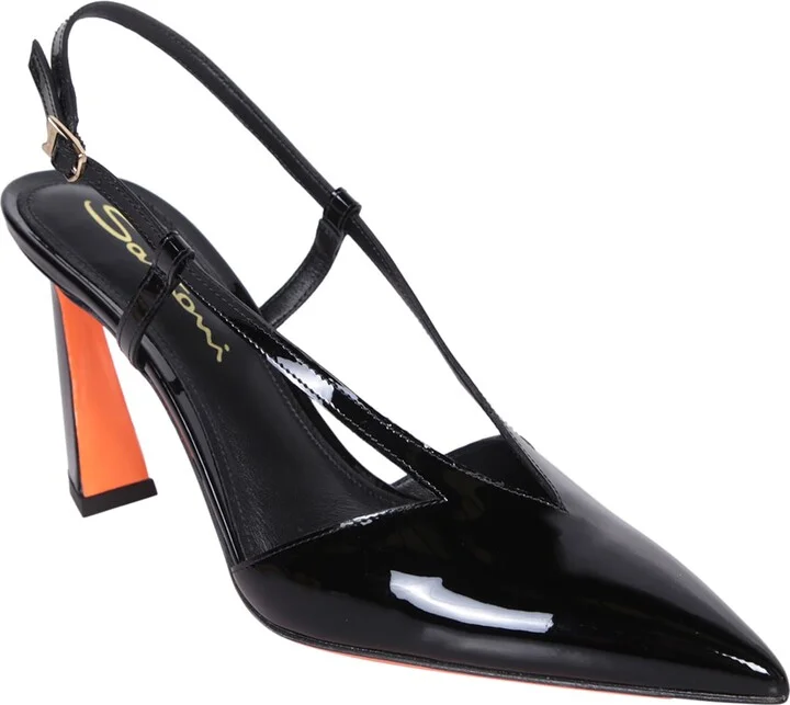 Black Patent Leather Slingback Heels - Image 2