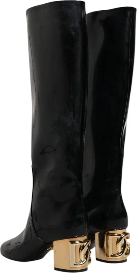 Black Patent Leather Vally High Boots Women's Shoes - Image 5