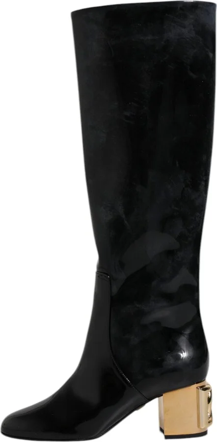 Black Patent Leather Vally High Boots Women's Shoes - Image 6