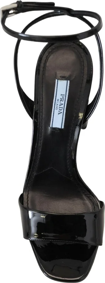 Black Patent Sandals Ankle Strap Heels Women's Leather - Image 3