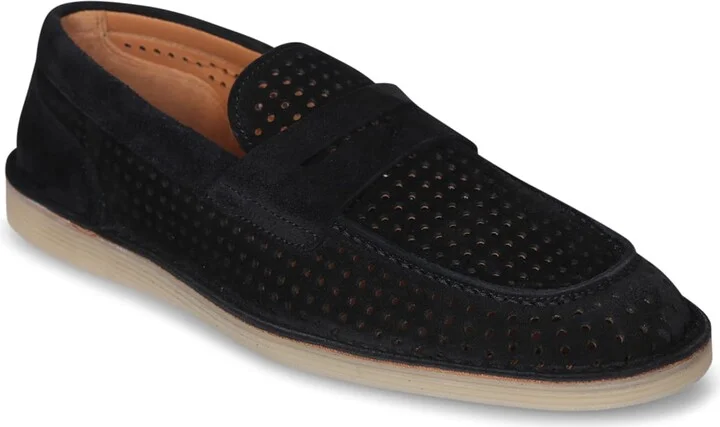 Black Perforated Suede Loafer - Image 2