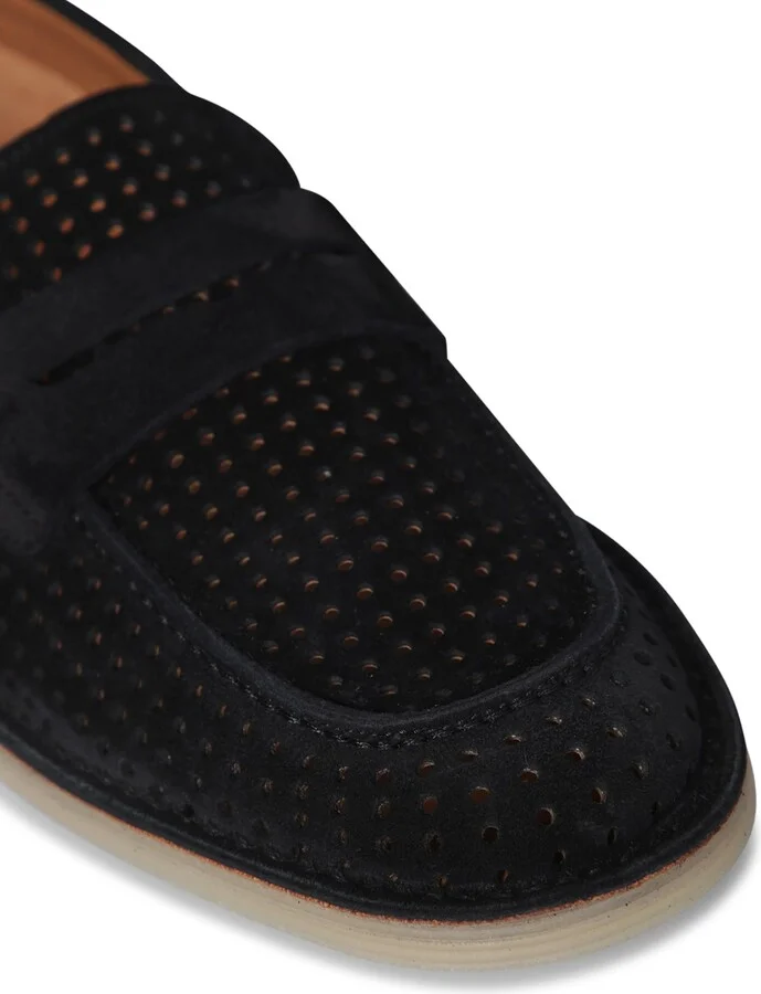 Black Perforated Suede Loafer - Image 4