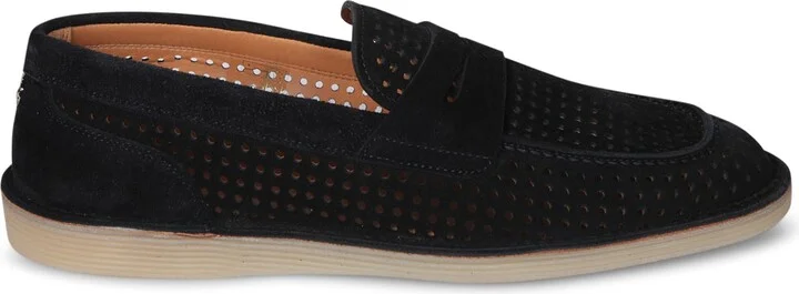 Black Perforated Suede Loafer