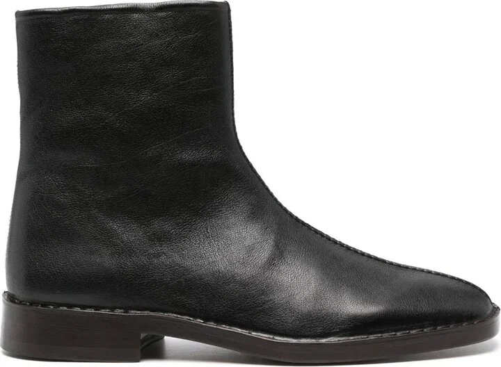 Black Pipped Zip-Up Boots