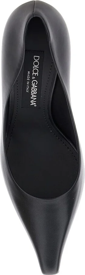 Black Pointed Pumps With Dg Detail In Leather Woman - Image 4
