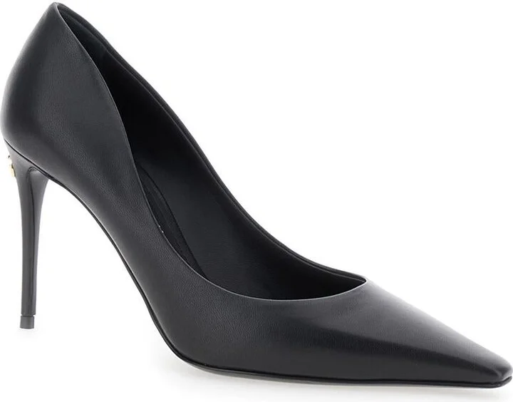 Black Pointed Pumps With Dg Detail In Leather Woman - Image 2