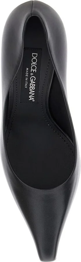 Black Pointed Pumps With Dg Detail In Leather Woman - Image 4