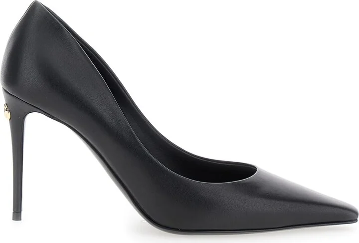 Black Pointed Pumps With Dg Detail In Leather Woman