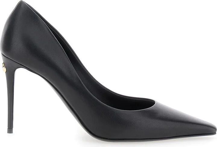 Black Pointed Pumps With Dg Detail In Leather Woman