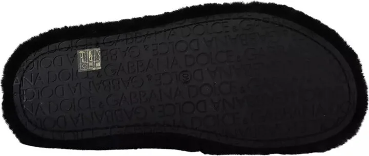 Black Polyester Faux Fur Mens Flats Sandals Men's Shoes - Image 4
