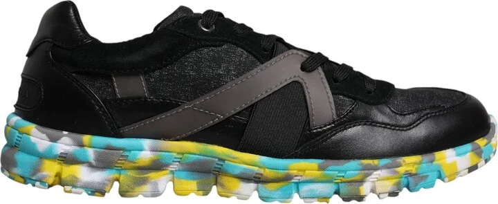 Black Polyester Low Top Men Sneakers Men's Shoes