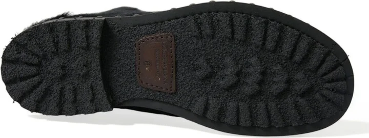 Black Pony Style Leather Mid Calf Boots Men's Shoes - Image 6