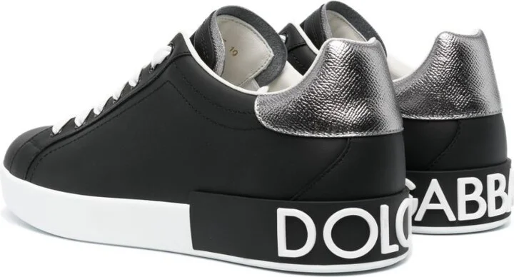 Black Portofino Leather Sneakers - Image 3