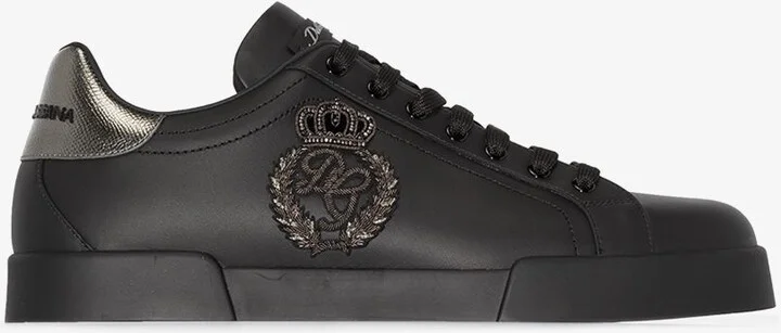 Black Portofino Leather Sneakers