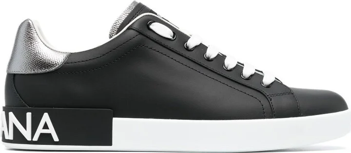 Black Portofino Leather Sneakers