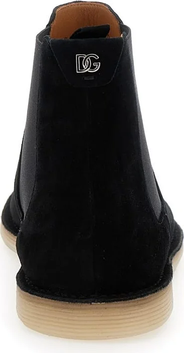 Black Pull-on Ankle Boots With Dg Logo In Suede Man - Image 4