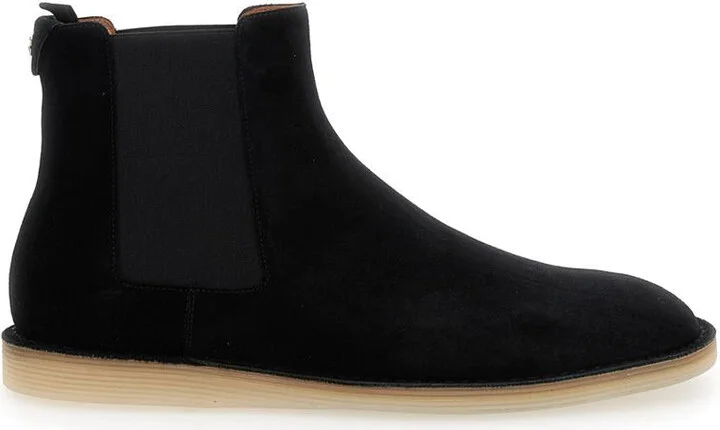 Black Pull-On Ankle Boots With Dg Logo In Suede Man