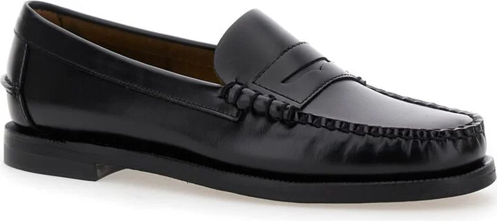 Black Pull-On Loafers In Leather Woman - Image 2