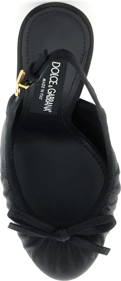 Black Pumps With Band With Metallic Dg Buckle And Bow On The Front In Fabric Woman - Image 4