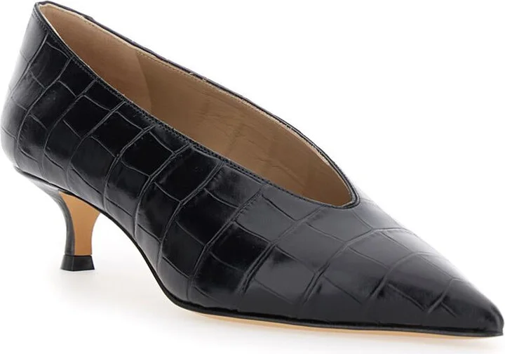 Black Pumps With Kitten Heel In Patent Leather Woman - Image 2