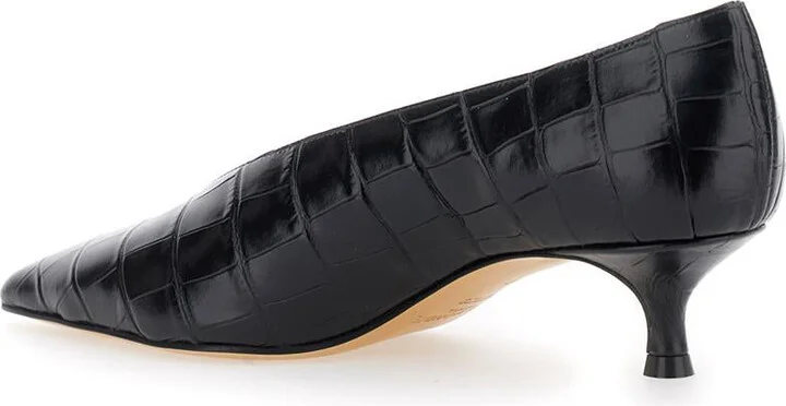 Black Pumps With Kitten Heel In Patent Leather Woman - Image 3