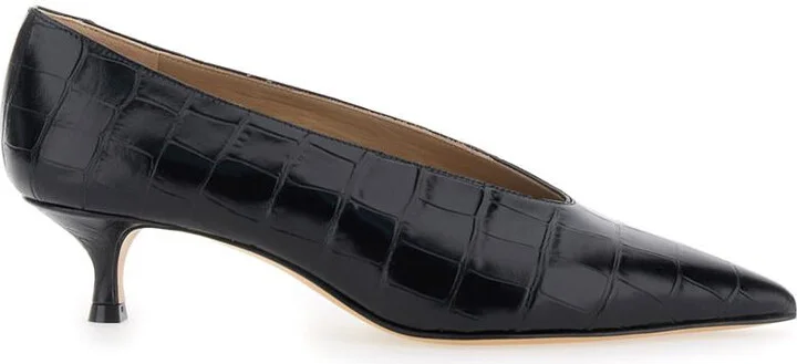 Black Pumps With Kitten Heel In Patent Leather Woman