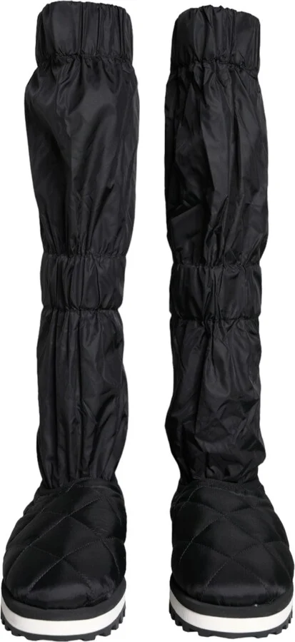 Black Quilted High Top Boots Sneakers Men's Shoes - Image 2