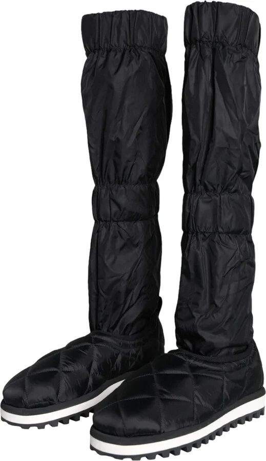 Black Quilted High Top Boots Sneakers Men's Shoes - Image 3