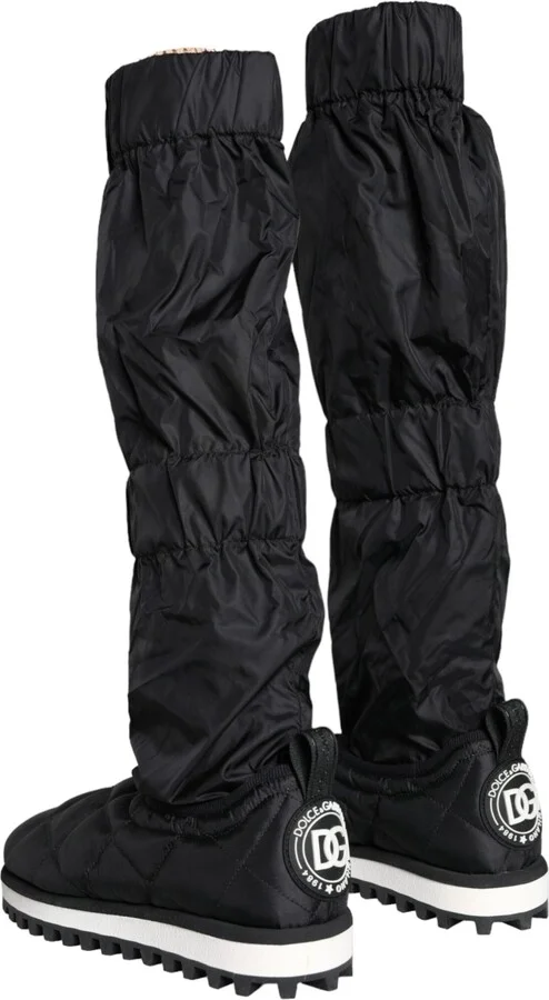 Black Quilted High Top Boots Sneakers Men's Shoes - Image 4